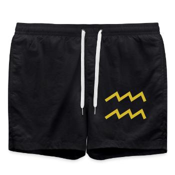Sternzeichen Wassermann, exklusives T-Shirt Design - Badeshorts - Schwarz - Vorne - AI Model Male 185 light (185cm)
