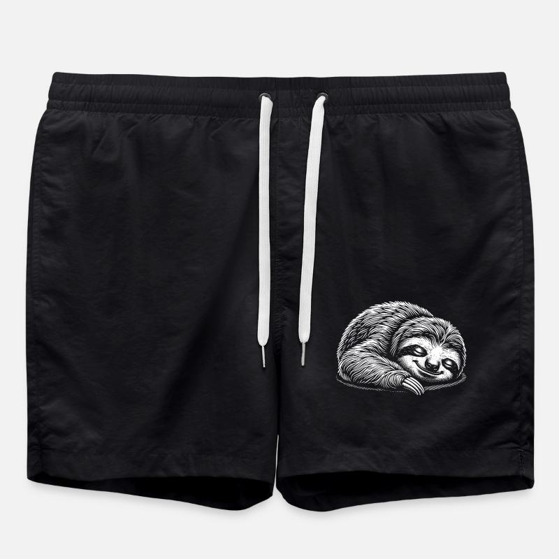 Funny sloth getting calm - Swim Trunks - black