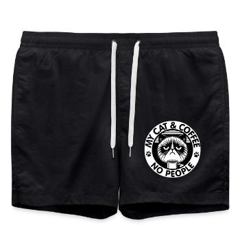 Katze und Kaffee keine Menschen - Badeshorts - Schwarz - Vorne - AI Model Male 185 light (185cm)