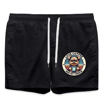 J’ai besoin de café et de mon Yorkie - Short de bain - noir - Devant - AI Model Male 185 light (185cm)