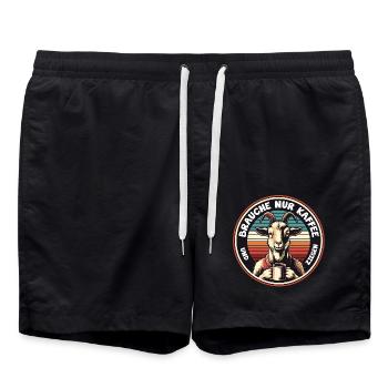 Brauche nur Kaffee und meine Ziegen - Badeshorts - Schwarz - Vorne - AI Model Male 185 light (185cm)