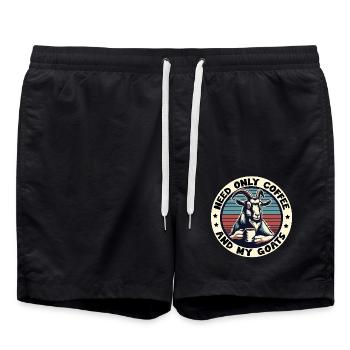 J’ai juste besoin de café et de mes chèvres - Short de bain - noir - Devant - AI Model Male 185 light (185cm)