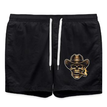 Crâne cool avec cigare et chapeau de cow-boy Stetson - Short de bain - noir - Devant - AI Model Male 185 light (185cm)