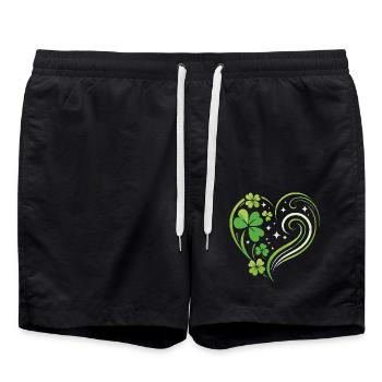 Cœur de légumes verts avec trèfle - Short de bain - noir - Devant - AI Model Male 185 light (185cm)