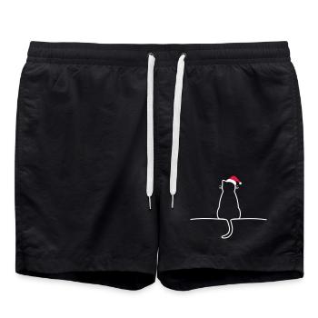 Chat noël cadeau noël chat - Short de bain - noir - Devant - AI Model Male 185 light (185cm)