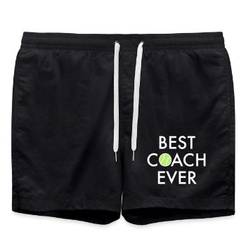 best coach ever tennis - Swim Trunks - black - Front - AI Model Male 185 light (185cm)
