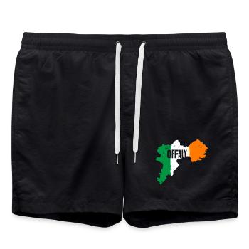 Offaly Irland County | Flagge Landkarte Kontur - Badeshorts - Schwarz - Vorne - AI Model Male 185 light (185cm)