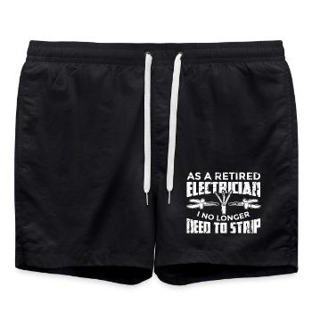 Pensionierter Elektriker - Badeshorts - Schwarz - Vorne - AI Model Male 185 light (185cm)