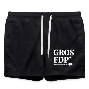 ping-pong, fan de ping-pong, tennis de table - Short de bain - noir - Devant - AI Model Male 185 light (185cm)