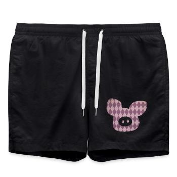 Schwein Kopf Rauten Glück Sau Glücksbringer 2023 - Badeshorts - Schwarz - Vorne - AI Model Male 185 light (185cm)