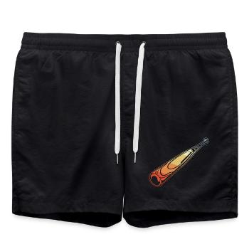 Batte de baseball vintage - Short de bain - noir - Devant - AI Model Male 185 light (185cm)