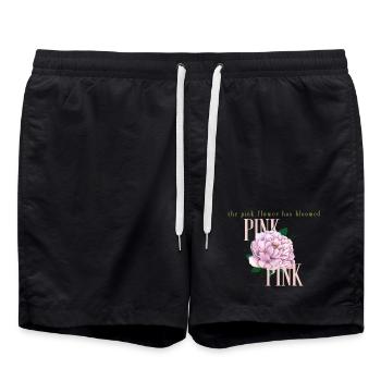 Blooming Pink Peony - Swim Trunks - black - Front - AI Model Male 185 light (185cm)
