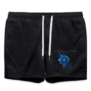 Blue Bloom Blumen-Grafik - Badeshorts - Schwarz - Vorne - AI Model Male 185 light (185cm)