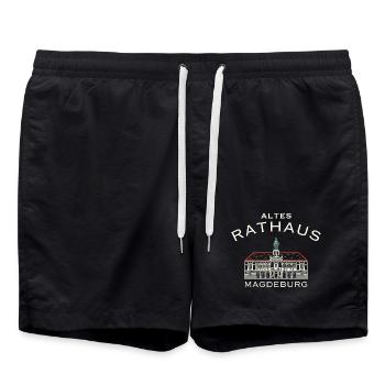 Magdeburg Altes Rathaus, Sachsen-Anhalt - Badeshorts - Schwarz - Vorne - AI Model Male 185 light (185cm)