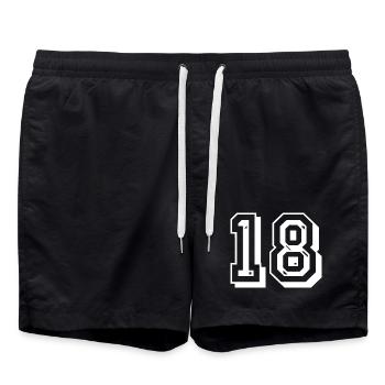 18th birthday of legal age - Swim Trunks - black - Front - AI Model Male 185 light (185cm)