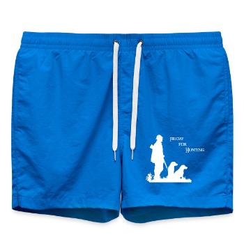 Friday for Hunting - Jagt Motiv mit Jäger & Hund - Badeshorts - Cobalt blue - Vorne