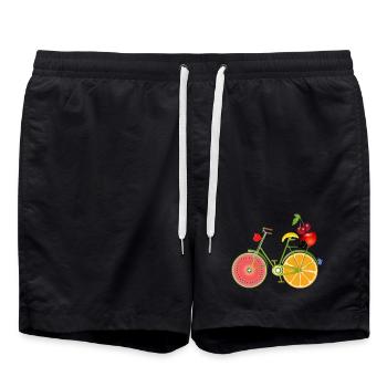 witziges grünes Fahrrad fruchtig dekoriert - Badeshorts - Schwarz - Vorne - AI Model Male 185 light (185cm)