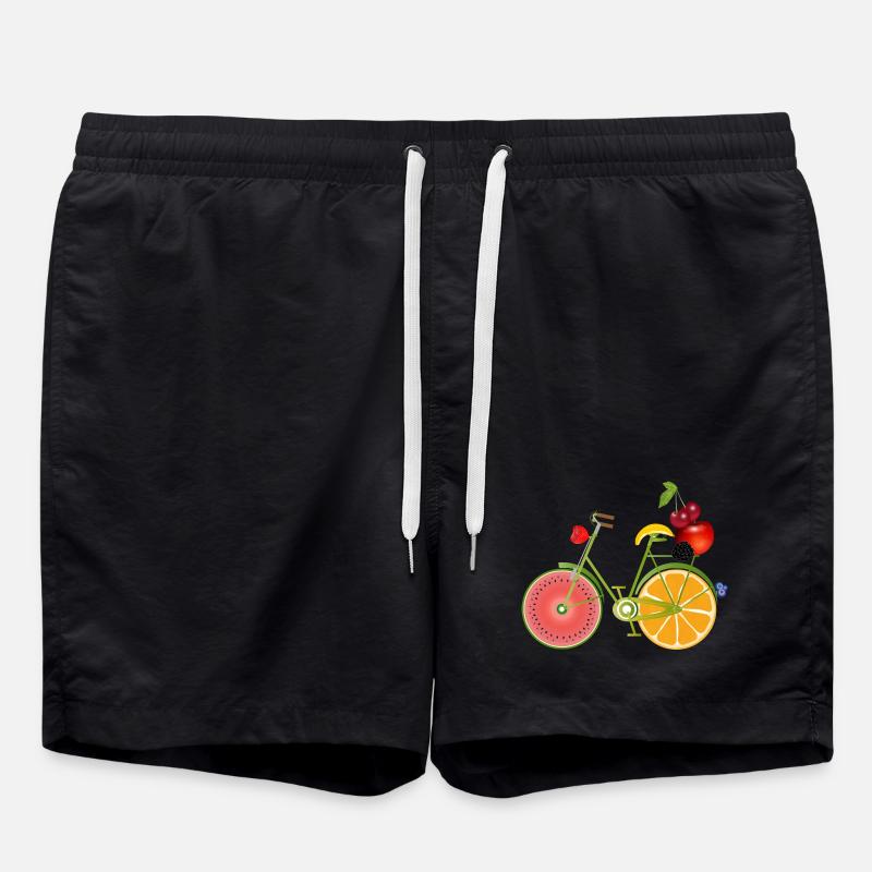 drôle de vélo vert fruité décoré - Short de bain - noir