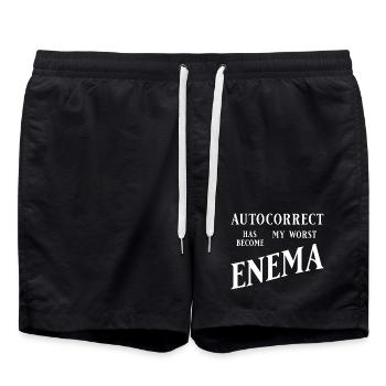 Autocorrect has become my worst enema - Swim Trunks - black - Front - AI Model Male 185 light (185cm)
