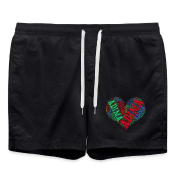 T-Shirt Adima Herz Wort Wolke Text Kunst Collage - Badeshorts - Schwarz - Vorne - AI Model Male 185 light (185cm)