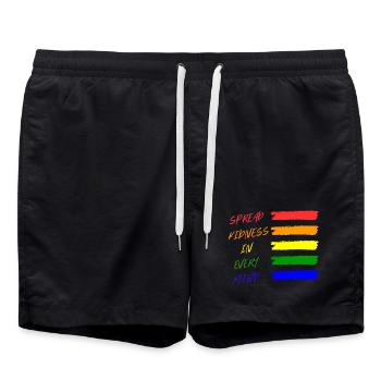 Bunte Friedensbotschaft T-Shirt - Badeshorts - Schwarz - Vorne - AI Model Male 185 light (185cm)