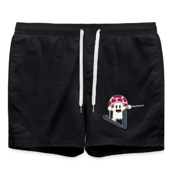 Pilz Skifahrer Ski Wintersport - Badeshorts - Schwarz - Vorne - AI Model Male 185 light (185cm)