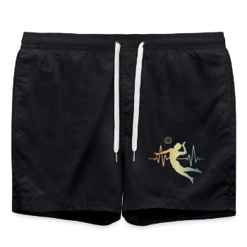 Herzschlag Volleyball EKG Puls - Badeshorts - Schwarz - Vorne - AI Model Male 185 light (185cm)