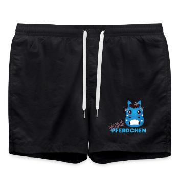 ! Brrr Pferdchen - Winter Pony - Badeshorts - Schwarz - Vorne - AI Model Male 185 light (185cm)