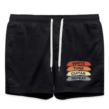 Dicton de guitariste motivateur - Short de bain - noir - Devant - AI Model Male 185 light (185cm)