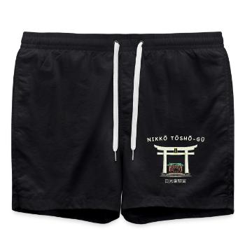 Nikko Tōshō-gu, Kanto Region Japan, Handzeichnung - Badeshorts - Schwarz - Vorne - AI Model Male 185 light (185cm)