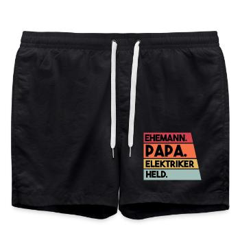 Ehemann Papa Elektriker Held - Badeshorts - Schwarz - Vorne - AI Model Male 185 light (185cm)