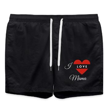 Herzform mit Liebesbotschaft für Mama - Badeshorts - Schwarz - Vorne - AI Model Male 185 light (185cm)