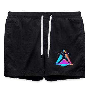 Breakdance Couleurs Rétro - Short de bain - noir - Devant - AI Model Male 185 light (185cm)