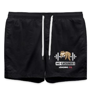 Fitness Sloth Bodybilding no excuses funny - Swim Trunks - black - Front - AI Model Male 185 light (185cm)