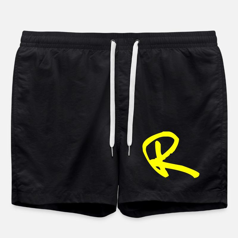 Buchstabe R - Badeshorts - Schwarz