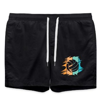 Rétro abstrait volley-ball vintage design plage - Short de bain - noir - Devant - AI Model Male 185 light (185cm)