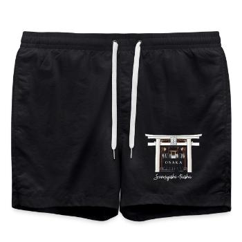 Osaka, Sumiyoshi Taisha Schrein, Torii, Japan - Badeshorts - Schwarz - Vorne - AI Model Male 185 light (185cm)