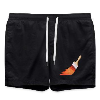 Pinceaux de peintre - Short de bain - noir - Devant - AI Model Male 185 light (185cm)