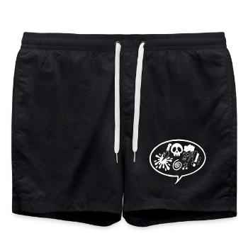 Comic book (white) - Swim Trunks - black - Front - AI Model Male 185 light (185cm)