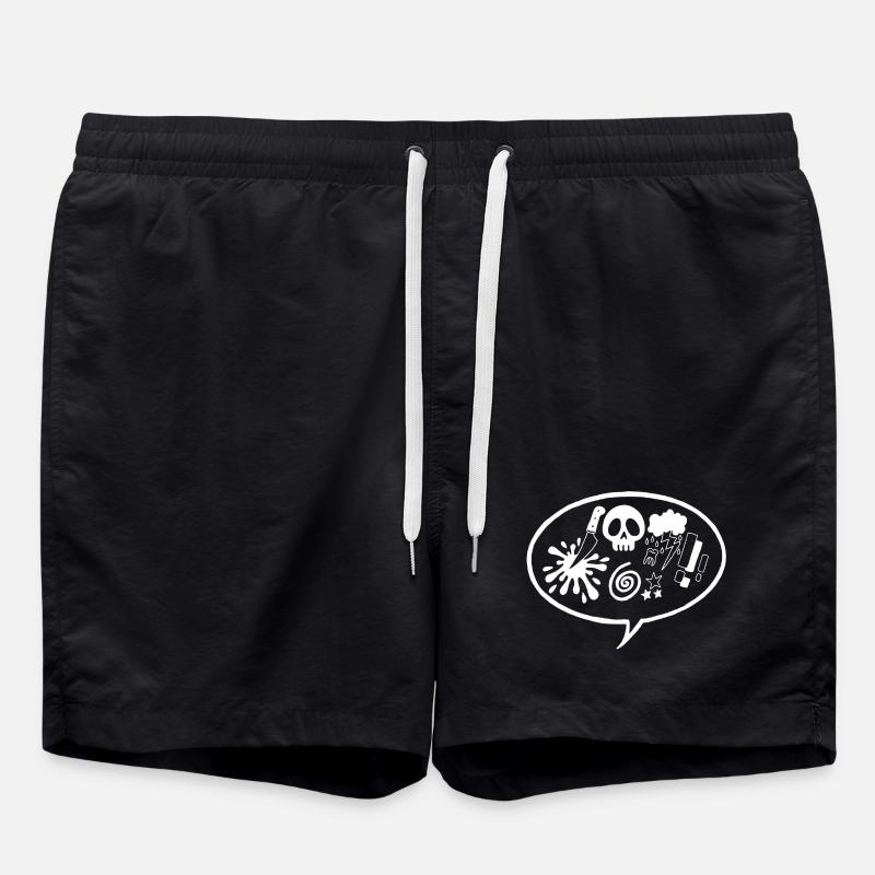Comic book (white) - Swim Trunks - black