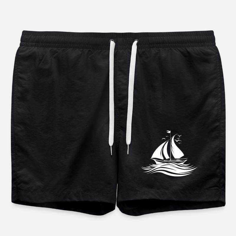 Sailing Sketch - Swim Trunks - black