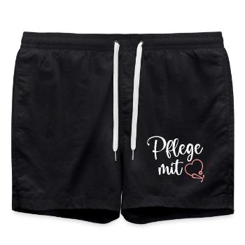 Pflege Krankenschwester - Badeshorts - Schwarz - Vorne - AI Model Male 185 light (185cm)