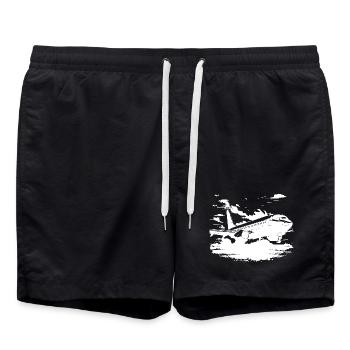 Airplane Sketch - Swim Trunks - black - Front - AI Model Male 185 light (185cm)