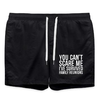 you can't scare me I've survived family reunions - Swim Trunks - black - Front - AI Model Male 185 light (185cm)