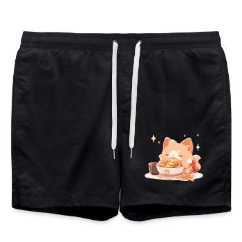 Chaton chaton Drôle spaghetti manger de l’humour gras - Short de bain - noir - Devant - AI Model Male 185 light (185cm)