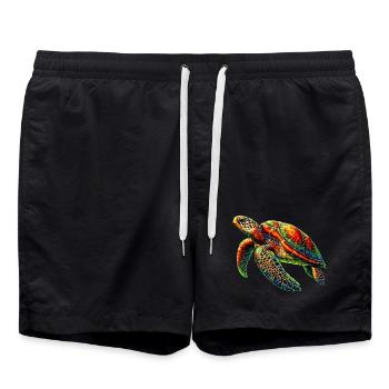 Sea turtle - Swim Trunks - black - Front - AI Model Male 185 light (185cm)