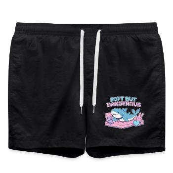 BLAHAJ – Soft & Danger - Swim Trunks - black - Front - AI Model Male 185 light (185cm)