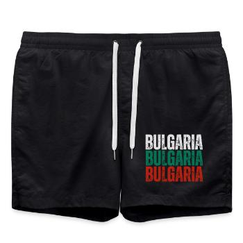 Bulgarische Flagge, Bulgarischer Stolz - Badeshorts - Schwarz - Vorne - AI Model Male 185 light (185cm)