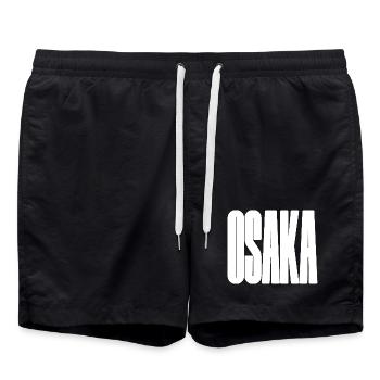 Osaka - Japan Stadt Fette Typografie - Badeshorts - Schwarz - Vorne - AI Model Male 185 light (185cm)