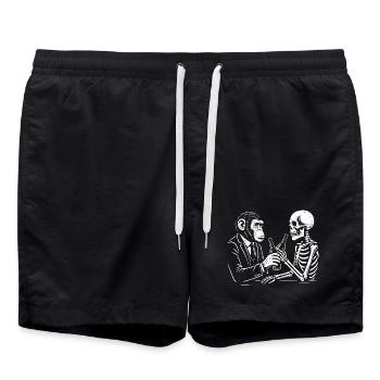 Affe und Skelett trinken Bier in der Kneipe. - Badeshorts - Schwarz - Vorne - AI Model Male 185 light (185cm)